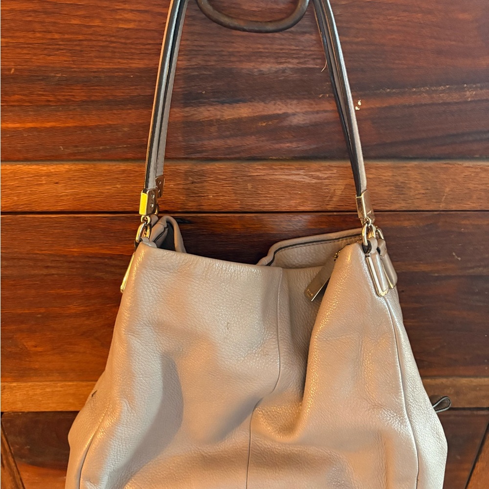 Coach Tan Pebble Leather Shoulder Bag